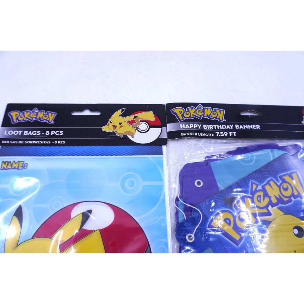 Pokemon Birthday Party Banner Sign and Party Favors Loot Bag